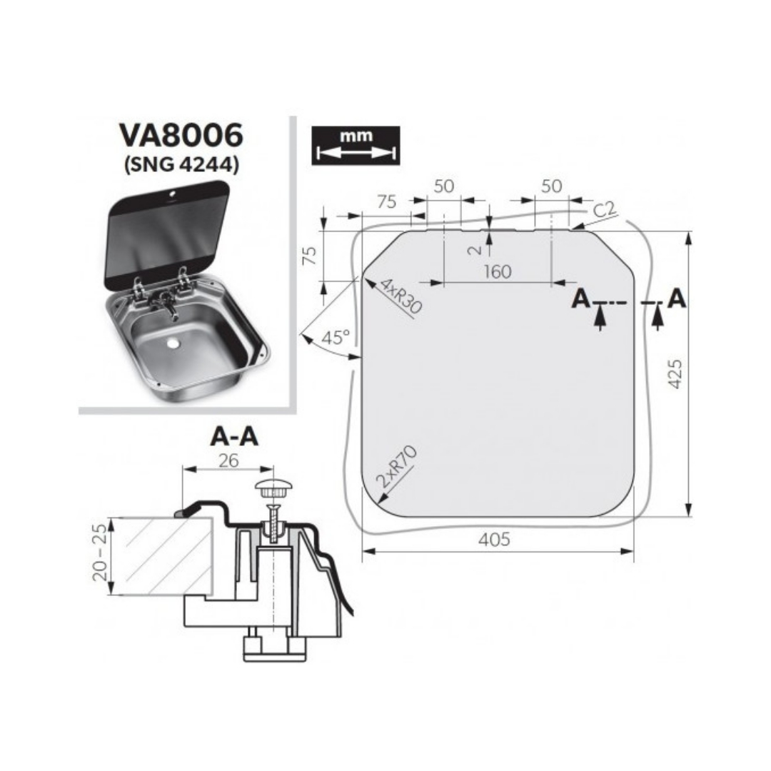 FREGADERO CON TAPA SENO DOMETIC VA8006 DOMETIC 180411 - Imagen 4