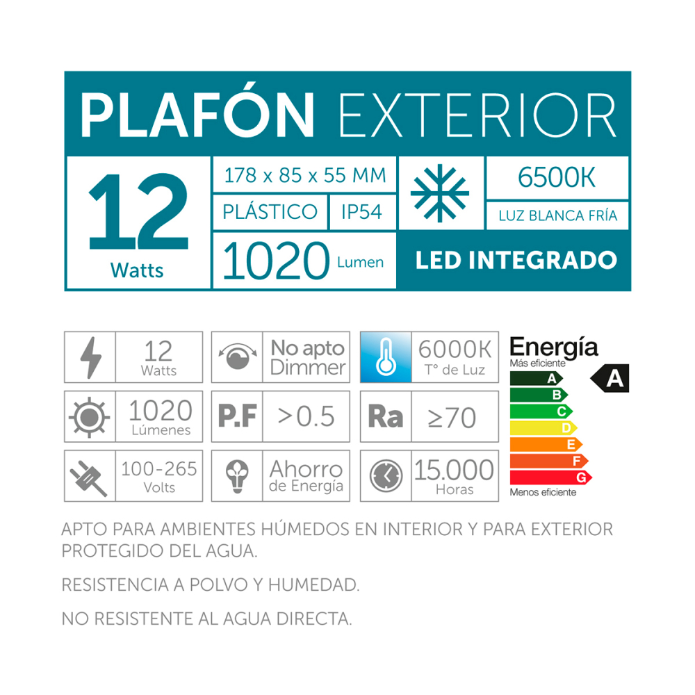 Plafon exterior oval 12W plastico by Macrotel - Imagen 4